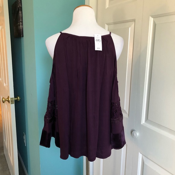 LOFT Velvet Lace Cold Shoulder Top. - Picture 8 of 8